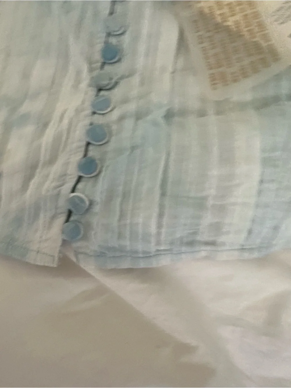 LoveShackFancy Light Blue Embroidered Puff-Sleeve Crop Top